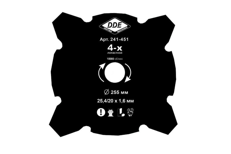 Диск для триммера DDE GRASS CUT 4-х лопастной 255х25,4/20 мм