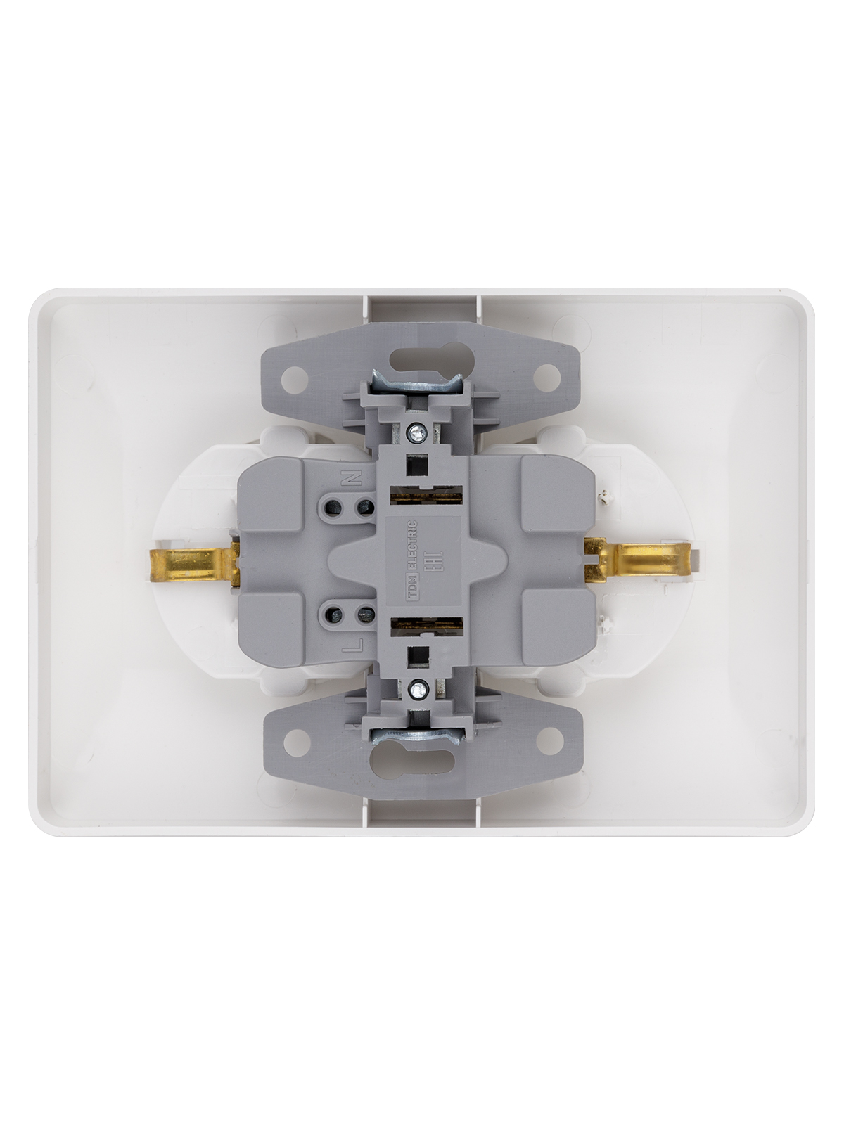 Розетка 2-местная TDM Ильмень 16А белый, с заземлением