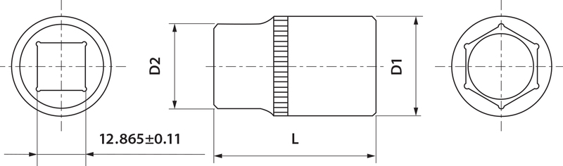 Головка торцевая 1/2"DR, 17 мм