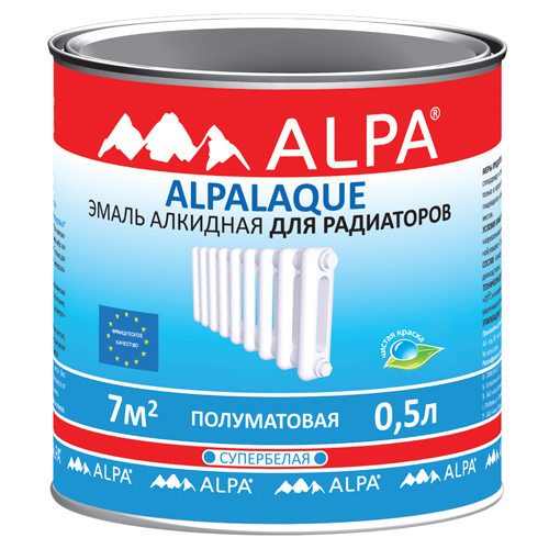 Эмаль для радиаторов Alpa Alpalaque полуматовая 0,5 л, белый