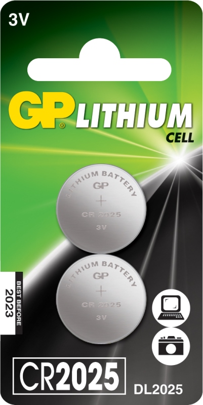 Литиевая дисковая батарейка GP Lithium CR2025 - 2 шт. в блистере