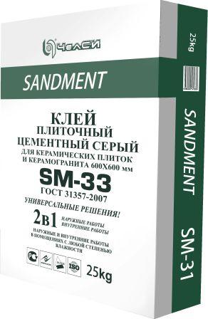 Клей для керамогранита Sandment SM-33, 25кг