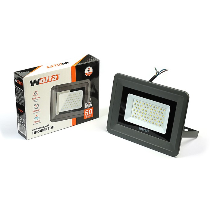 Светодиодный прожектор WFL-50W/06, 5500K, 50 W SMD, IP 65,цвет серый, слим