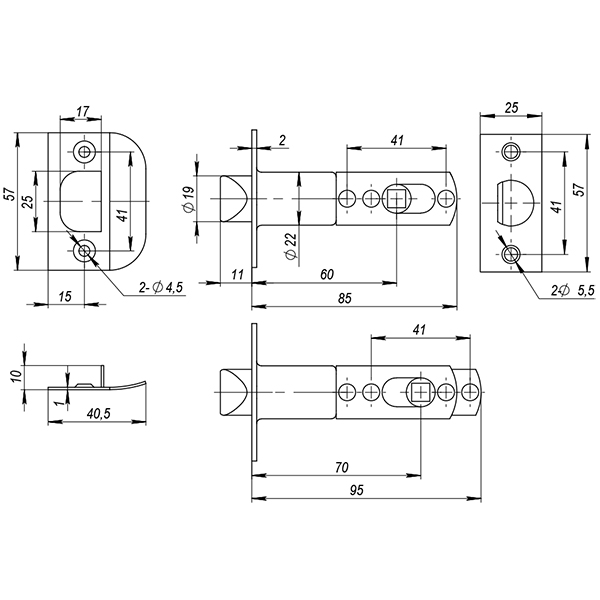 Ручка Ajax защелка DK682 BL-BK (6082 BL-B) (фик.) черный