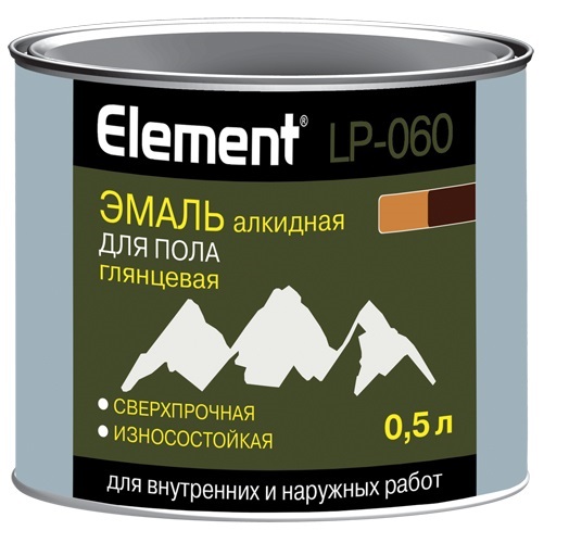 Эмаль для пола Element LP-060 0,5 л, серый