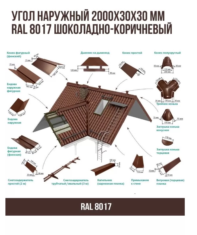 Уголок наружный 30*30*2000 мм, коричневый