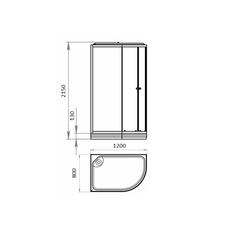 Душевая кабина левая Costabell SW-66128A L 1200×800×2150 мм, низкий поддон, стекло тонированное