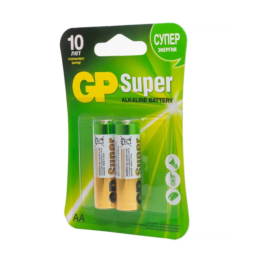 Батарейка алкалиновая GP Super Alkaline 15А АA - 2 шт. на блистере