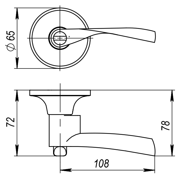 Ручка защелка 6010 BL-B (фик.) черный