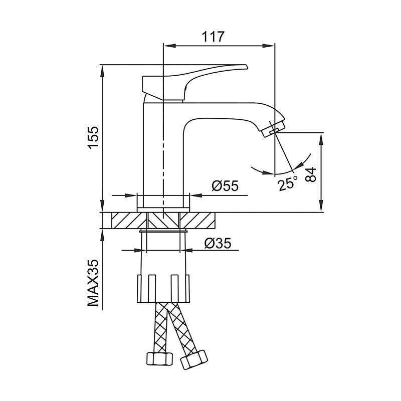 Смеситель для раковины F1075, хром