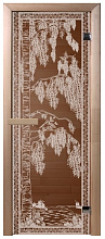 Дверь для бани стеклянная Березка бронза 1900х700 мм хвоя, ручки и петли и коробка в комплекте
