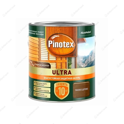 Лазурь Pinotex Ultra, влагостойкая, тиковое дерево 2,5л