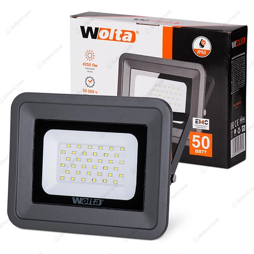 Светодиодный прожектор WFL-50W/06, 5500K, 50 W SMD, IP 65,цвет серый, слим