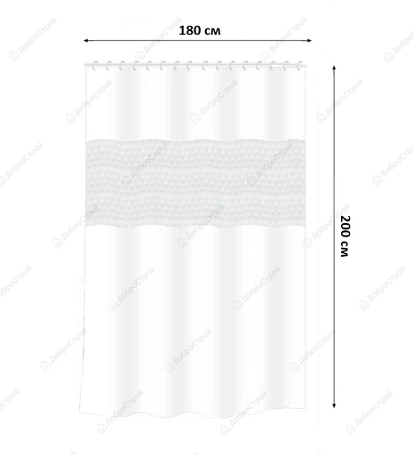 Штора для ванной 3D, Mset YS160049 peva, 180х200 см, белая