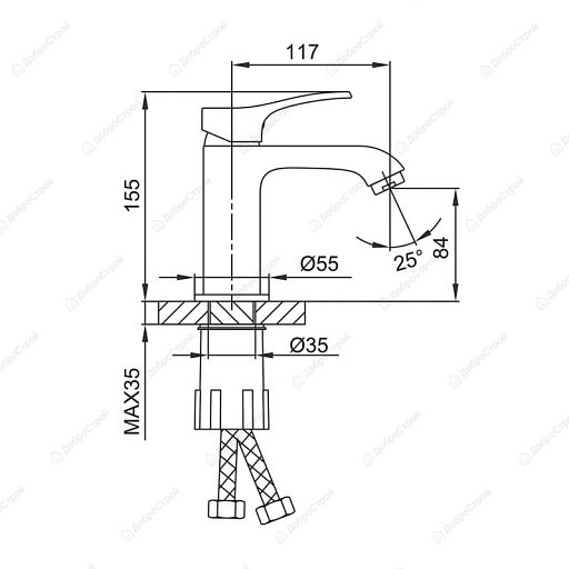 Смеситель для раковины хром F1075